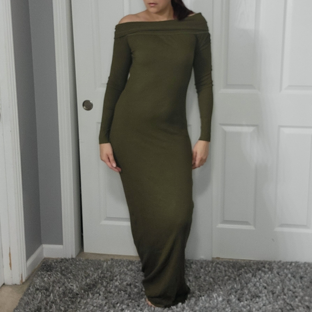 LAmade Off The Shoulder Green Dress/ S. - Picture 1 of 12